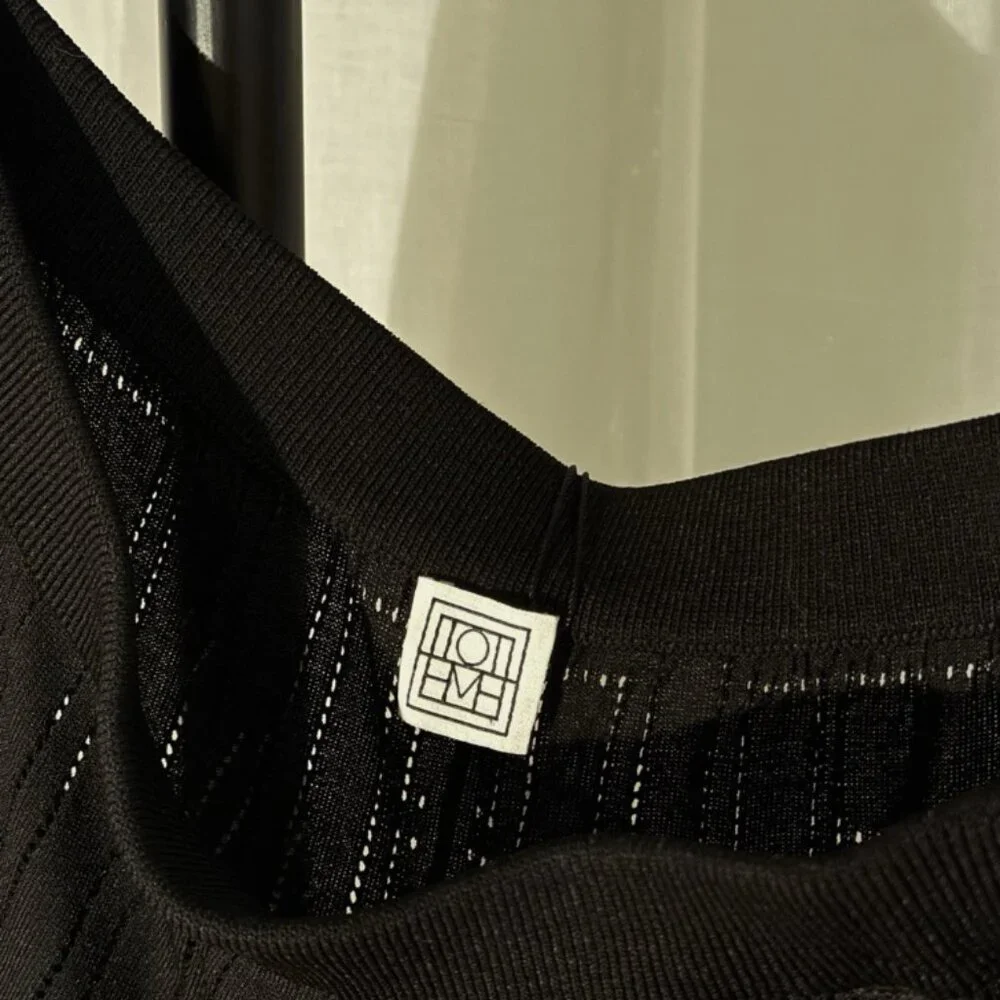 Totême Monogram Pointelle Knit Wide Leg Trousers Black M NWT - Picture 3 of 9